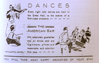 Mar del Sur, Boulevard Atlantic Hotel, dancing advertisement