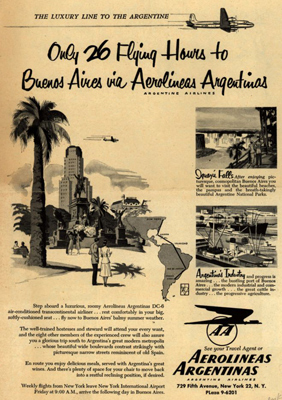 Vintage airline advertisement, Aerolíneas Argentinas