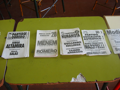 Argentina, politics, boletas, 2003 presidential election