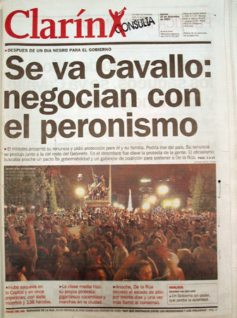 Tapa Clarín, 20 diciembre 2001