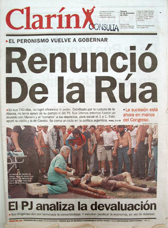 Tapa Clarín, 21 diciembre 2001