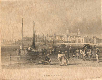 Buenos Aires, lithograph, etching, domes